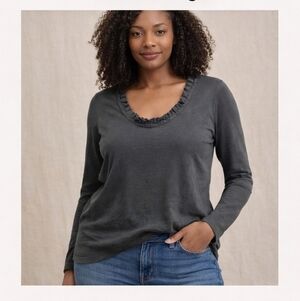 J. Crew Black Ruffled Long Sleeve Top Sz M